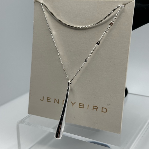 Jenny Bird "Leana" Double Silver Tone Layered Pendant Chain Necklace. - Picture 3 of 4